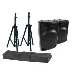 Luidsprekerset met versterker en mengpaneel